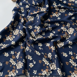 Navy Floral Viscose Fabric – 59 Inches Wide