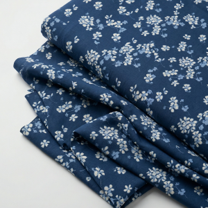 Indigo Blue Floral Viscose Fabric – 59 Inches Wide