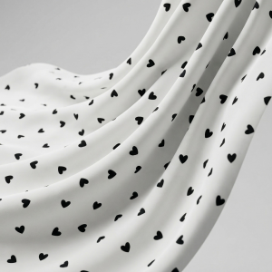 White Mini Heart Print Viscose Fabric – 59 Inches Wide