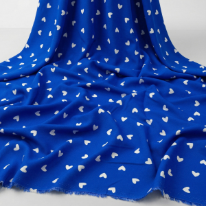 Royal Blue Mini Heart Print Viscose Fabric – 59 Inches Wide
