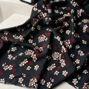 Black Floral Viscose Fabric – 59 Inches Wide